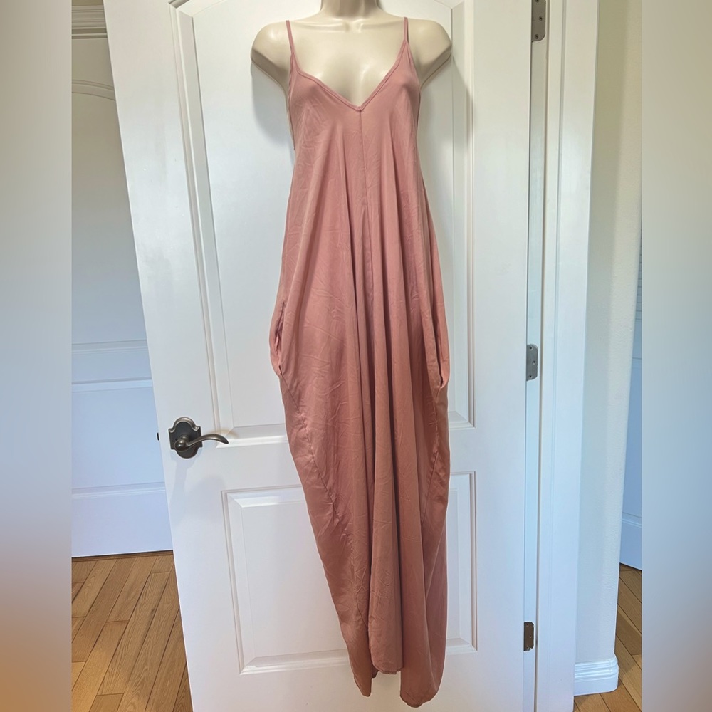 Elan Safra Spaghetti Strap Balloon Bottom Maxi Dress